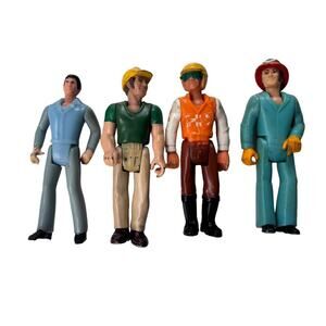 Vintage 70's Fisher Price Adventure People Action Figures Fireman Const Race Car